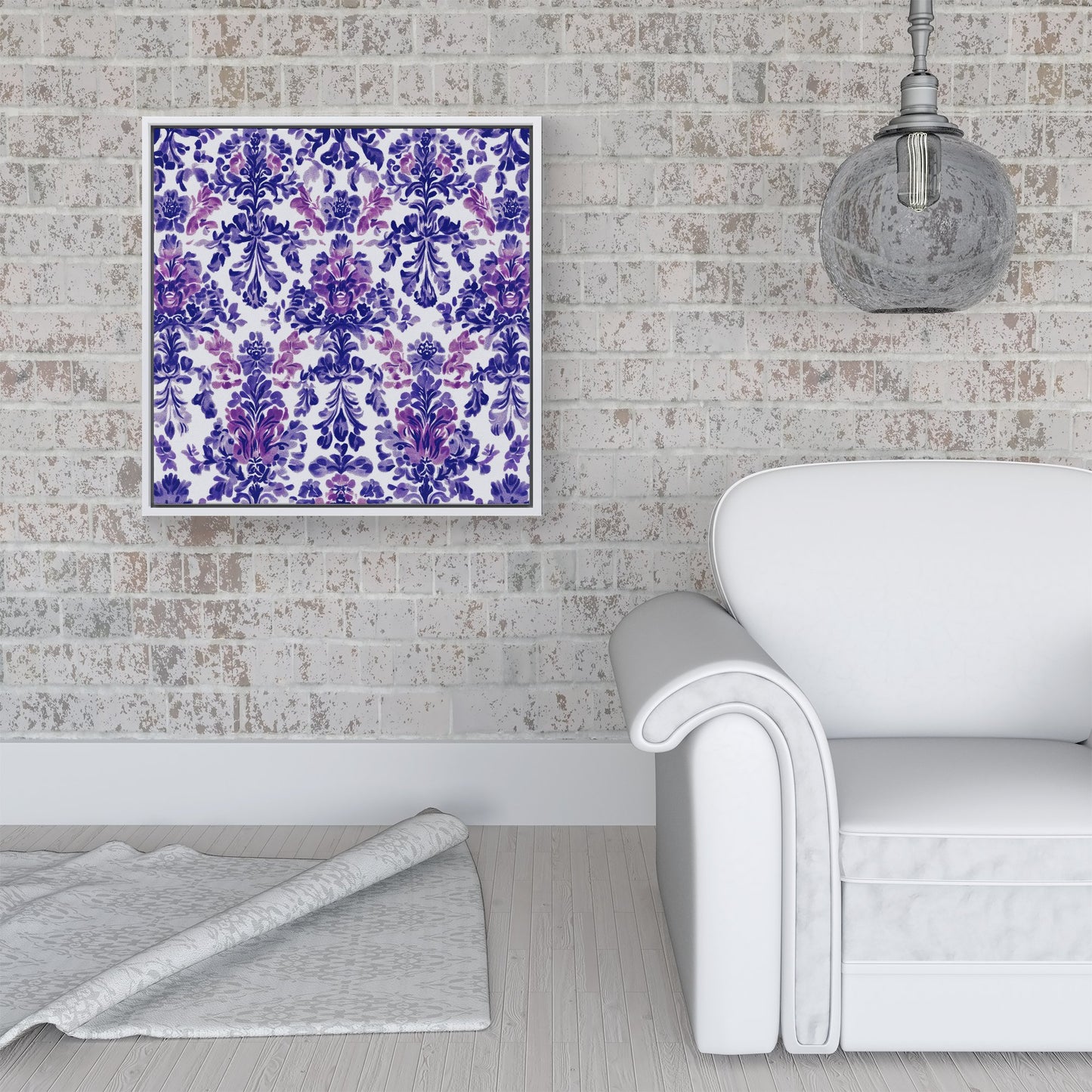 Vintage Purple Pattern Framed Canvas