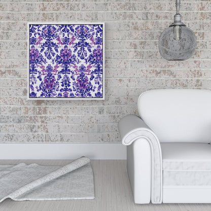 Vintage Purple Pattern Framed Canvas