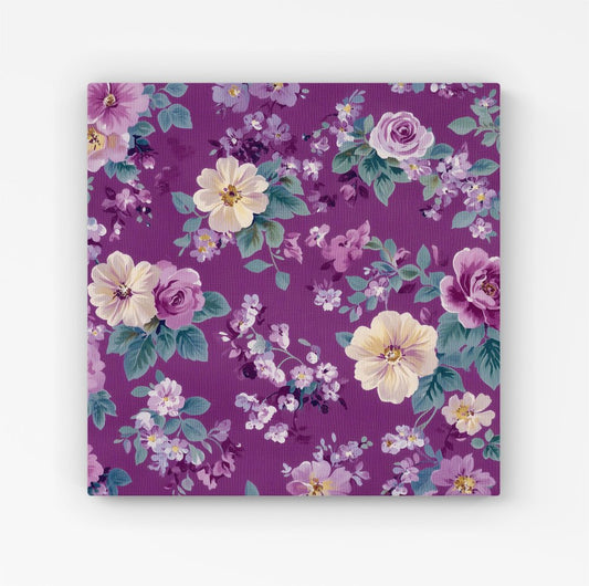 Purple Textured Flowers Canvas