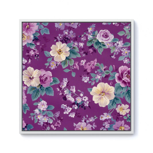 Purple Textured Flowers Framed Canvas