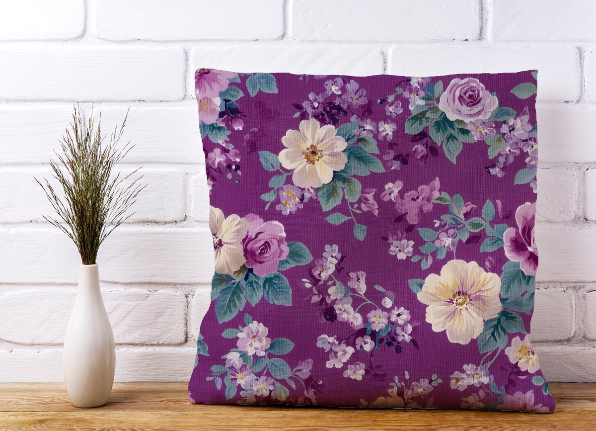 Purple Textured Flowers Cushions