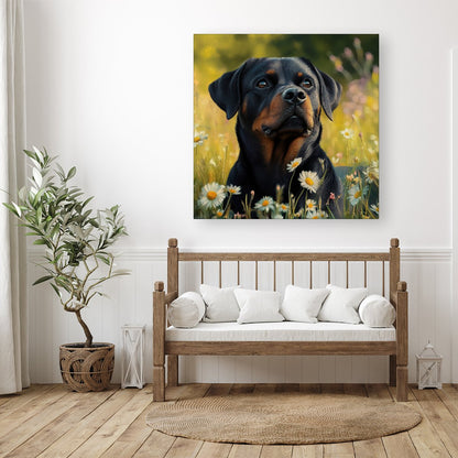 Rottweiler In A Summer Meadow Canvas