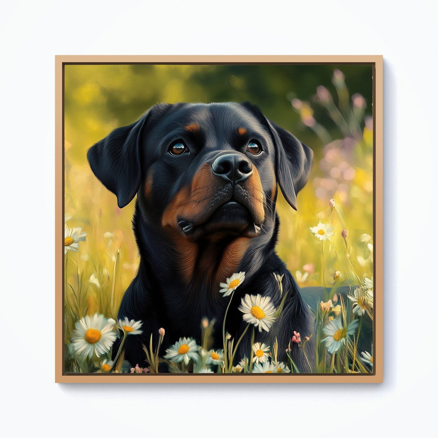 Rottweiler In A Summer Meadow Framed Canvas