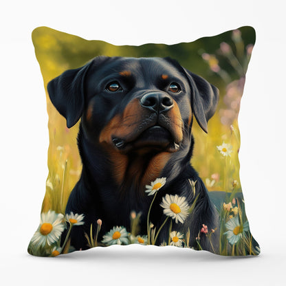 Rottweiler In A Summer Meadow Cushions