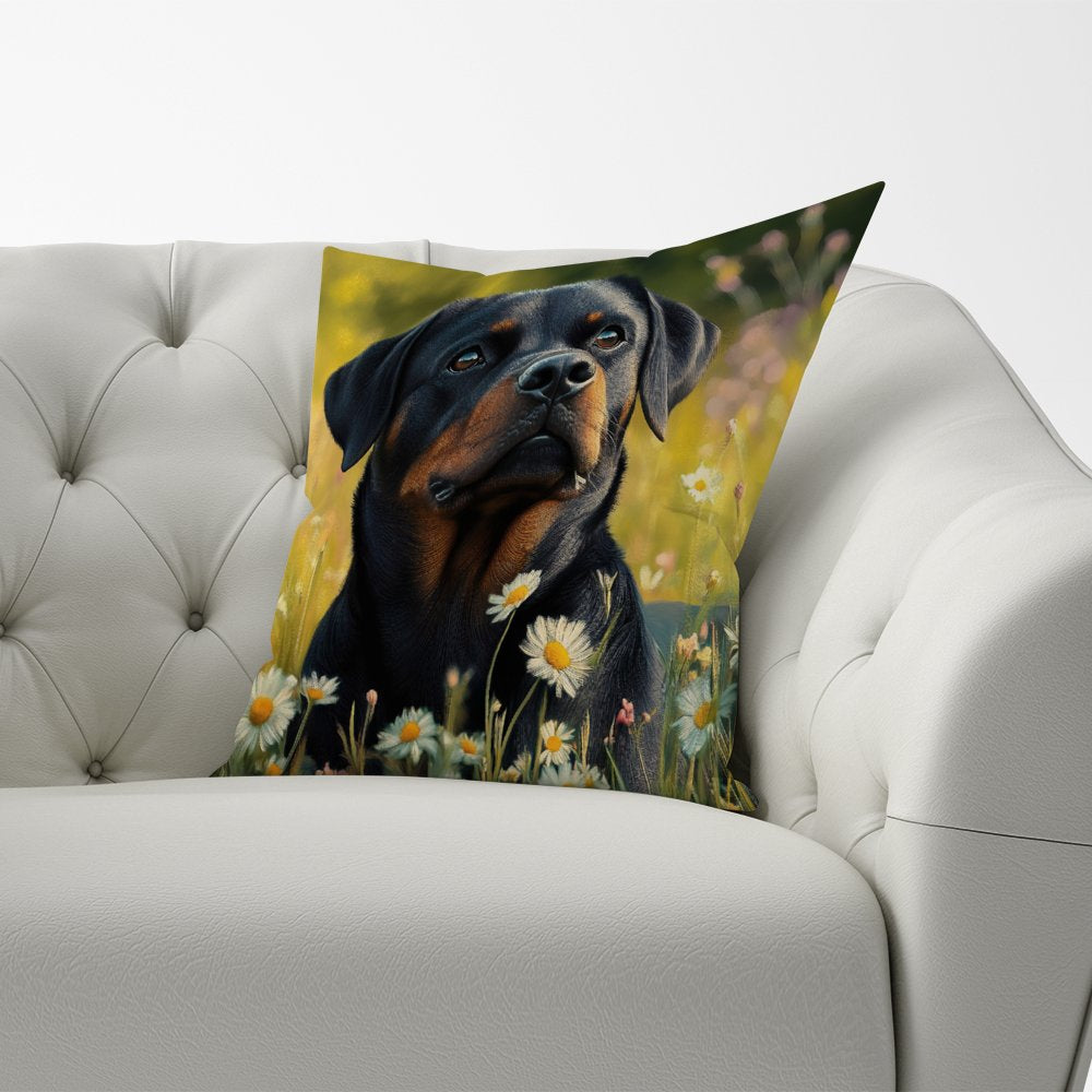 Rottweiler In A Summer Meadow Cushions