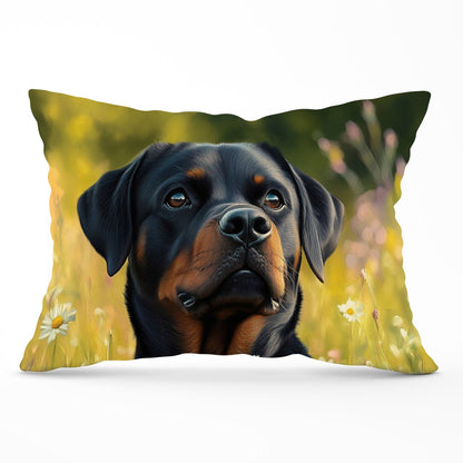 Rottweiler In A Summer Meadow Cushions