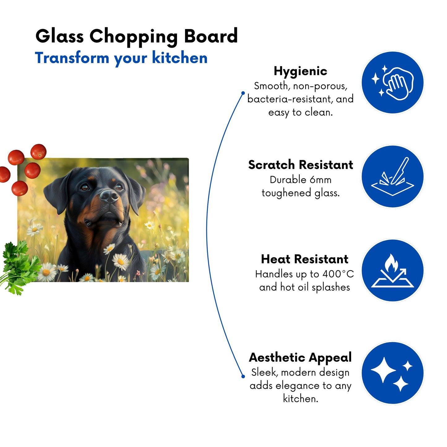 Rottweiler In A Summer Meadow Chopping Board