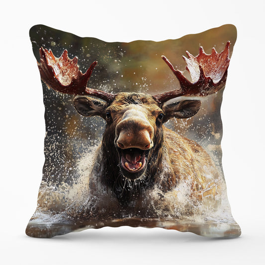 Splashart Moose Enjoying A Swim Cushions