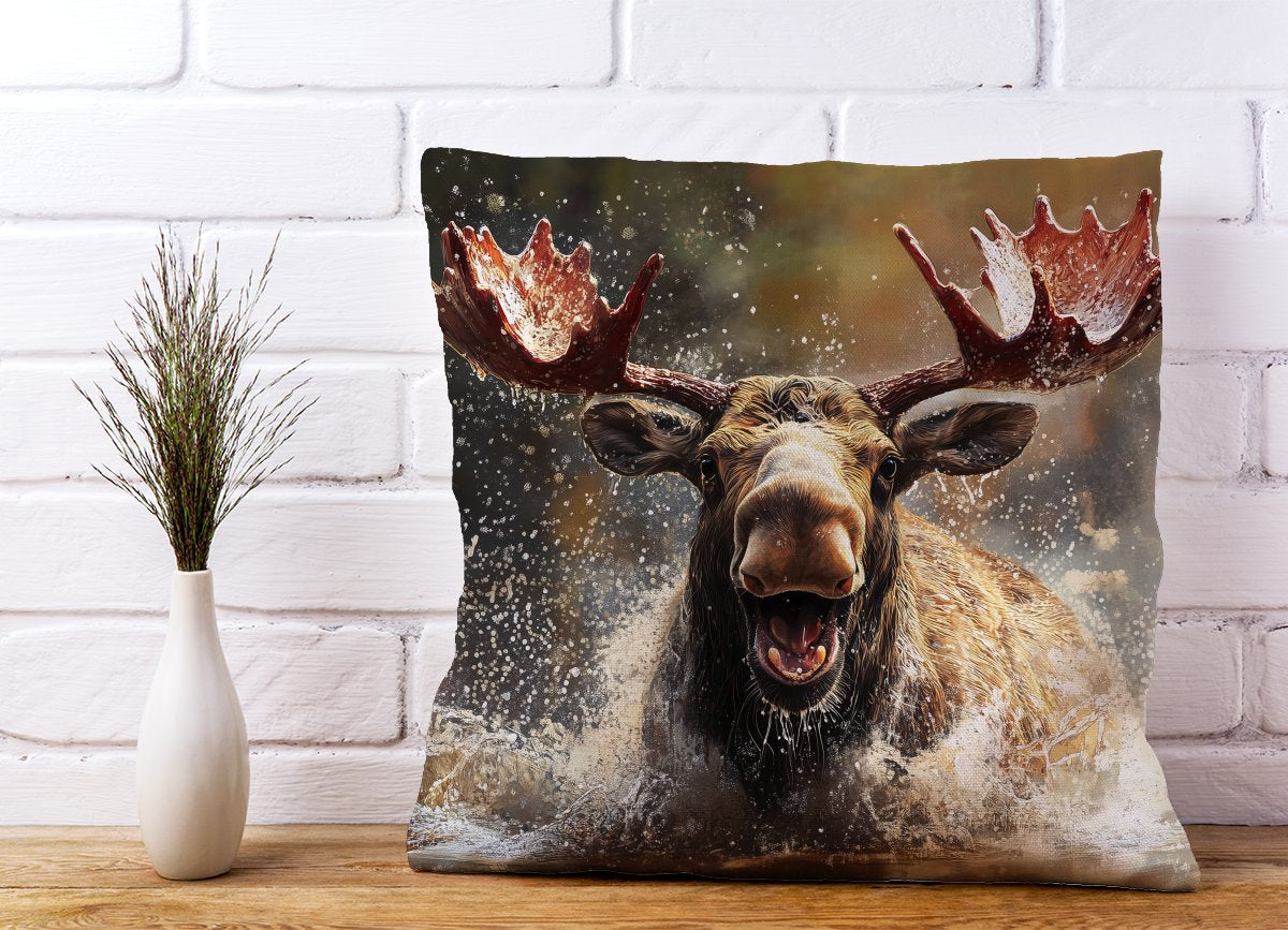 Splashart Moose Enjoying A Swim Cushions