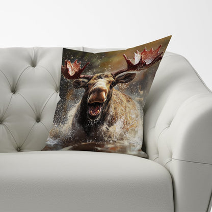 Splashart Moose Enjoying A Swim Cushions