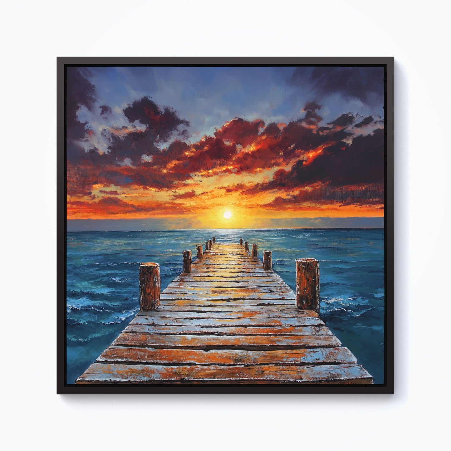 Sunset Over A Carribean Sea Framed Canvas