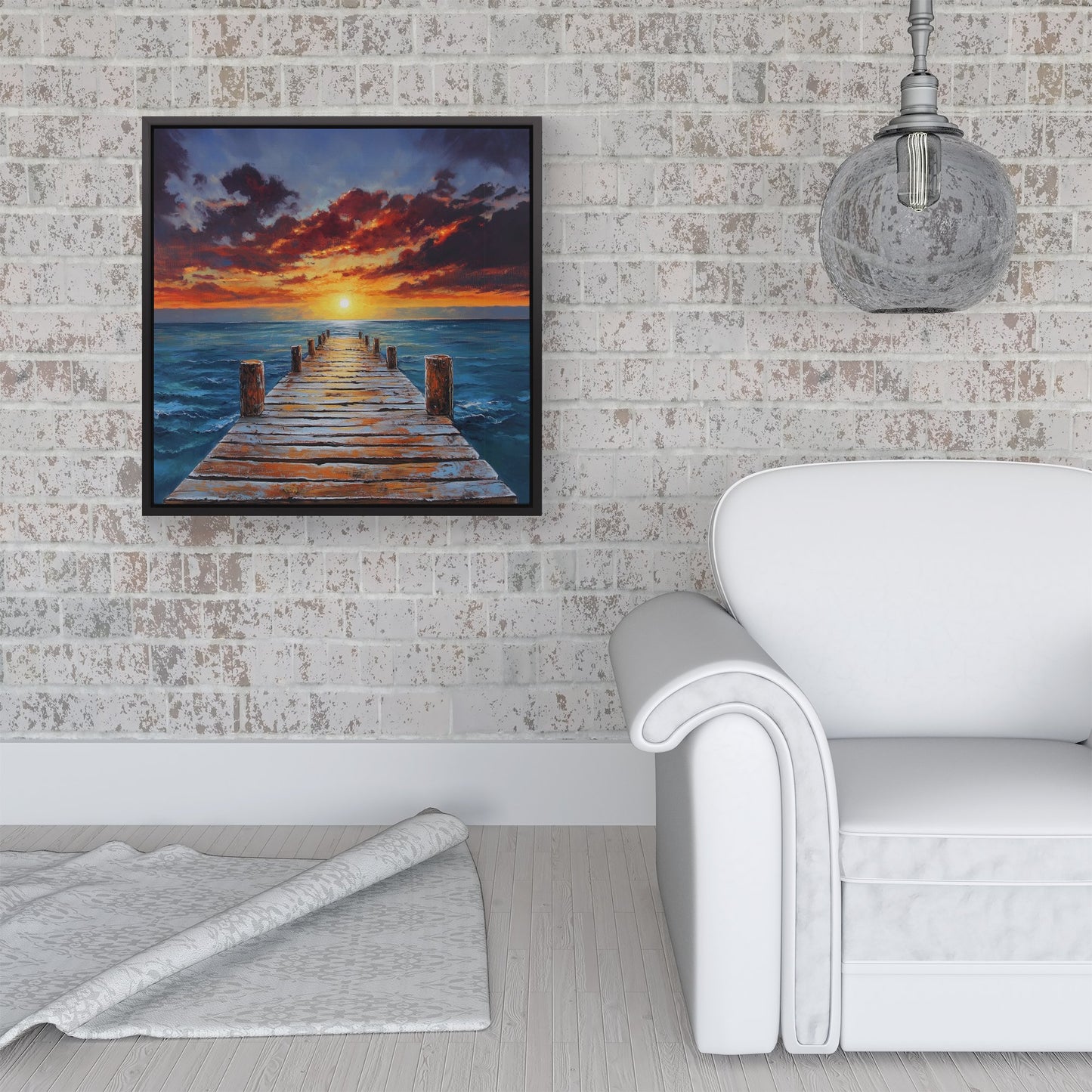 Sunset Over A Carribean Sea Framed Canvas