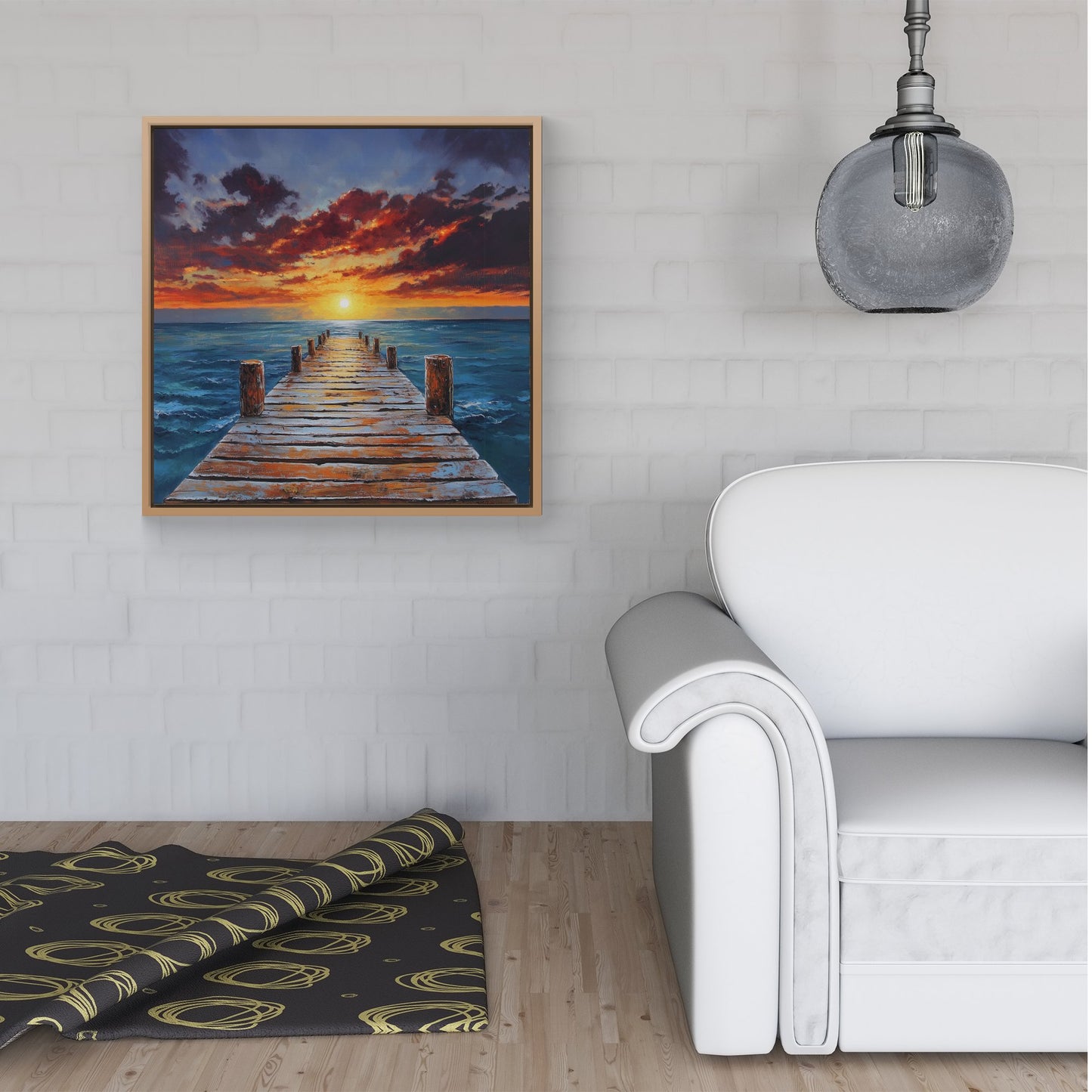 Sunset Over A Carribean Sea Framed Canvas