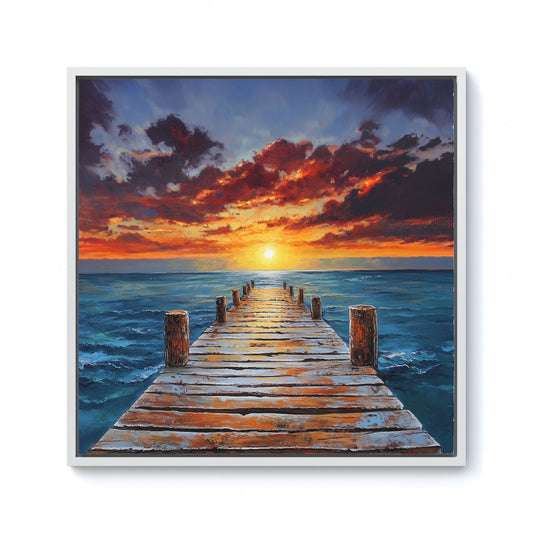 Sunset Over A Carribean Sea Framed Canvas