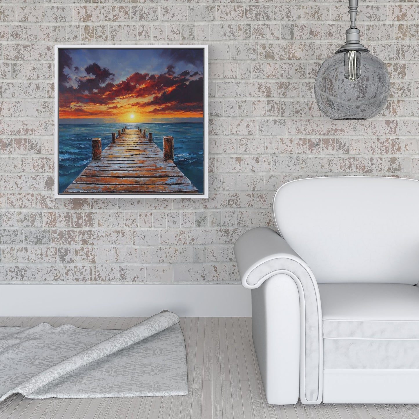 Sunset Over A Carribean Sea Framed Canvas