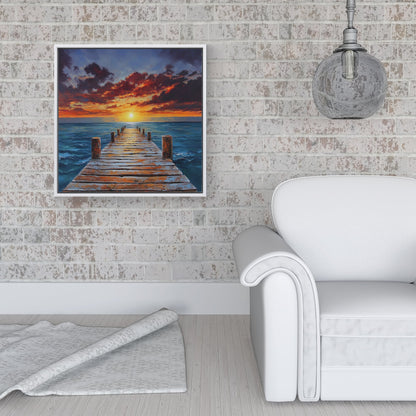 Sunset Over A Carribean Sea Framed Canvas