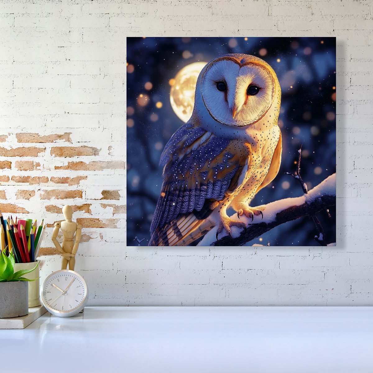 Barn Owl By The Light Of The Moon Canvas
