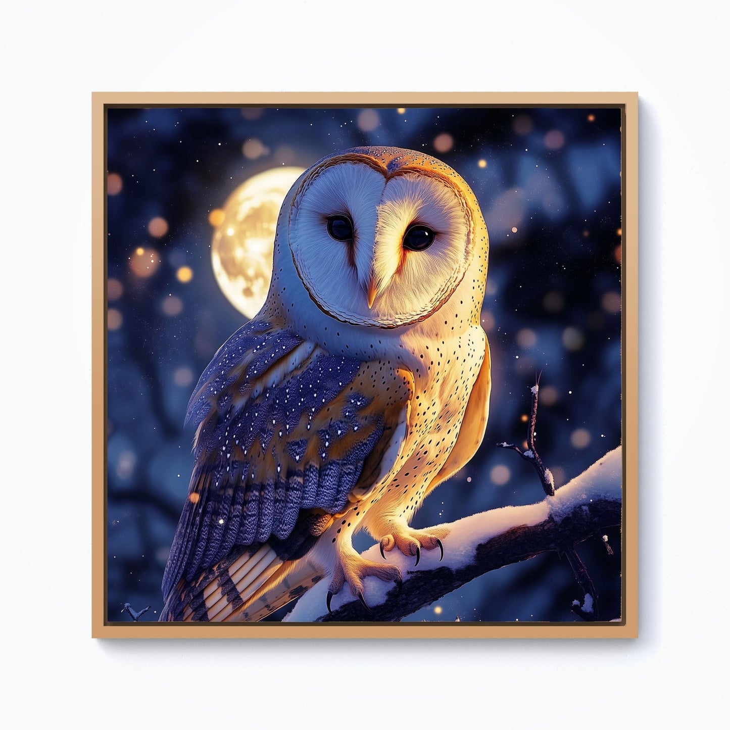 Barn Owl By The Light Of The Moon Framed Canvas