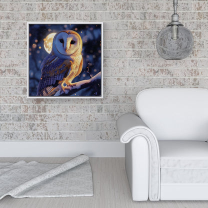 Barn Owl By The Light Of The Moon Framed Canvas