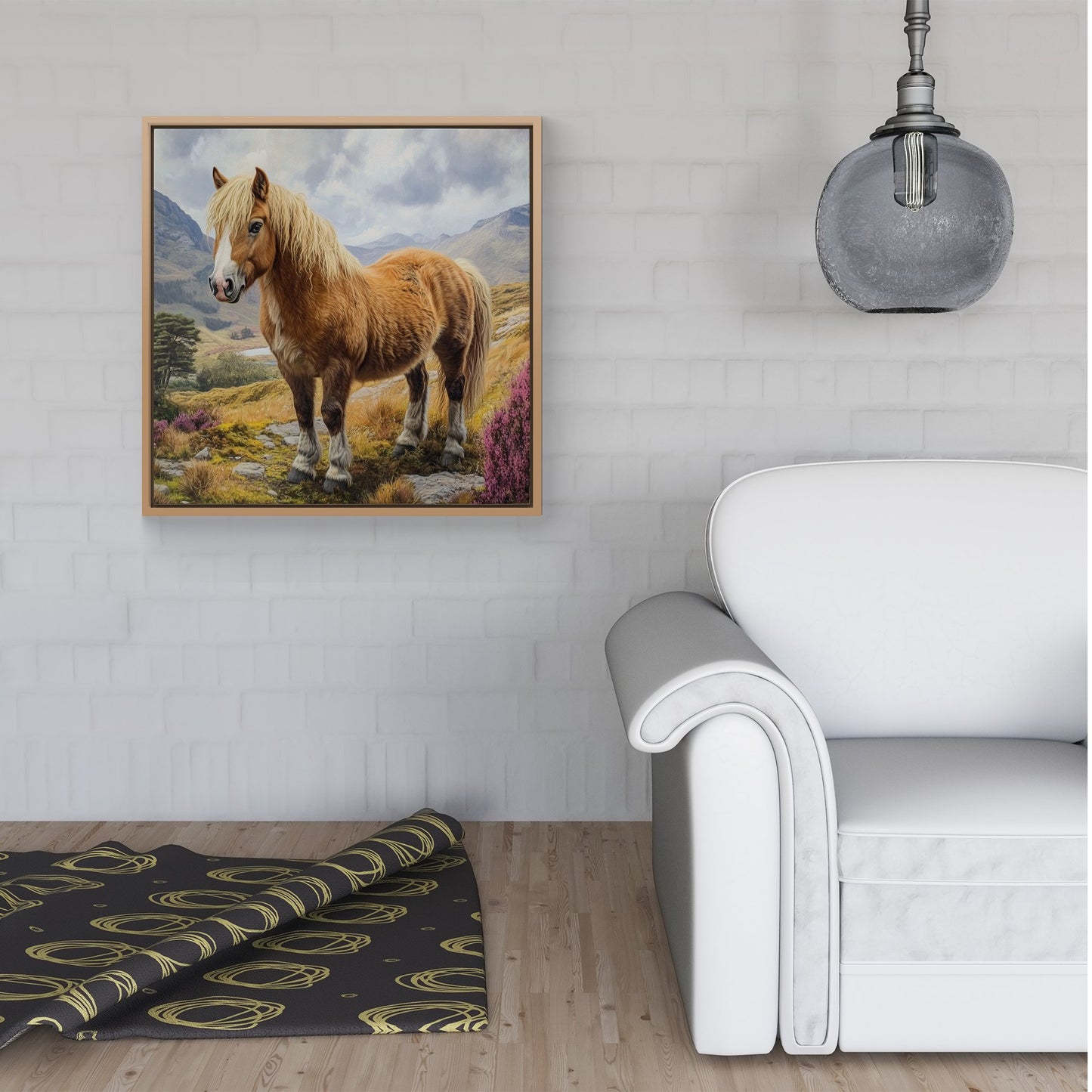 Eriskay Pony In The Highlands Framed Canvas