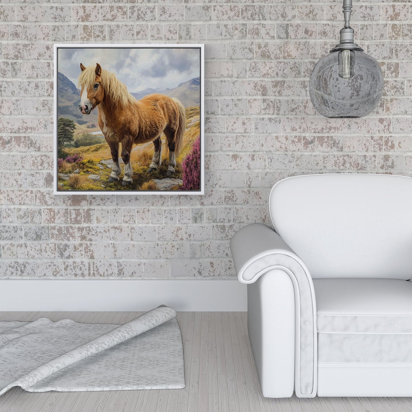 Eriskay Pony In The Highlands Framed Canvas