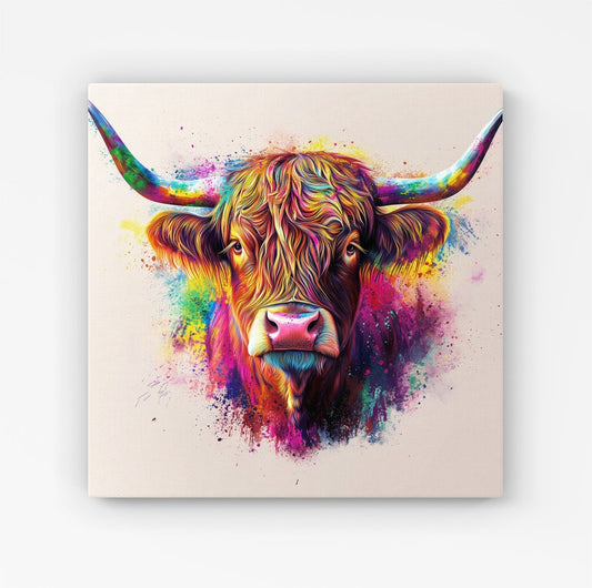 Super Splashart Highland Cow Canvas
