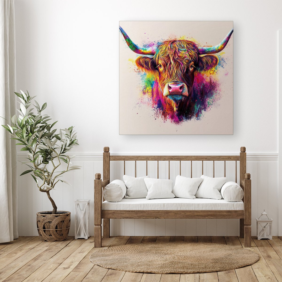 Super Splashart Highland Cow Canvas