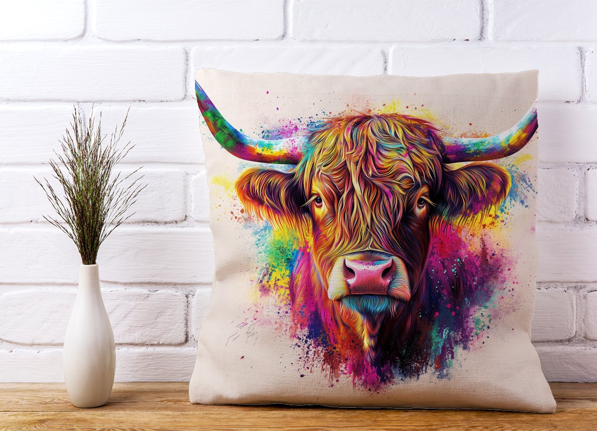 Super Splashart Highland Cow Cushions
