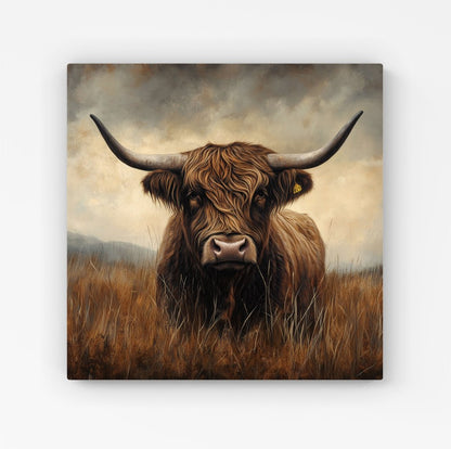 Bronze Effect Highland Cow Canvas