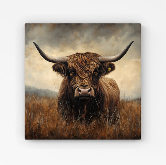Bronze Effect Highland Cow Canvas
