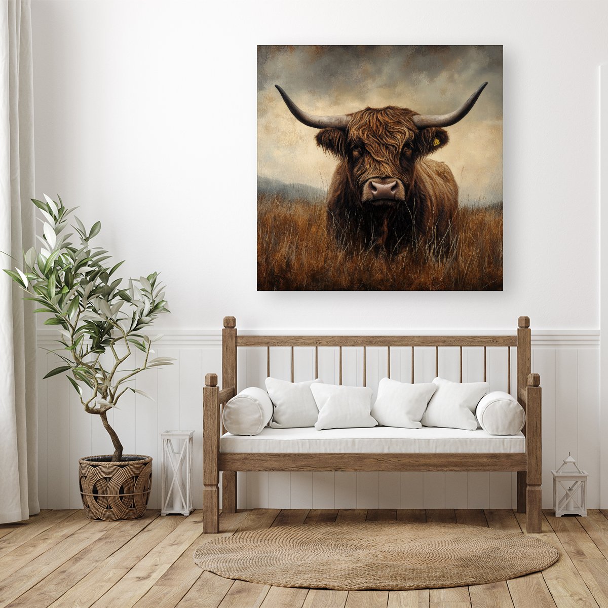 Bronze Effect Highland Cow Canvas