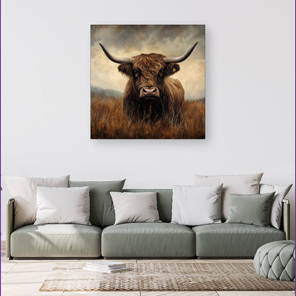 Bronze Effect Highland Cow Canvas