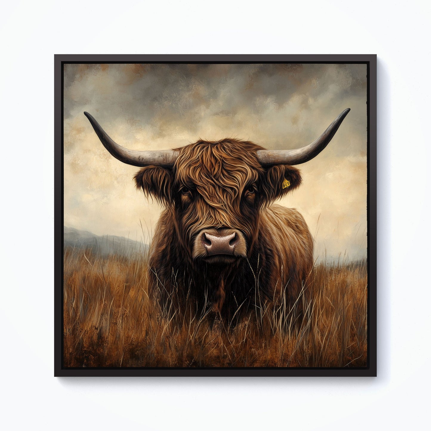 Bronze Effect Highland Cow Framed Canvas