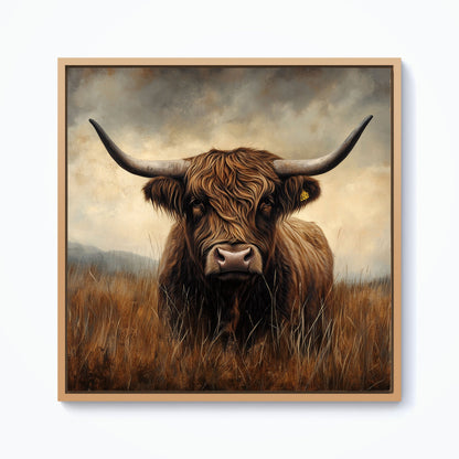 Bronze Effect Highland Cow Framed Canvas