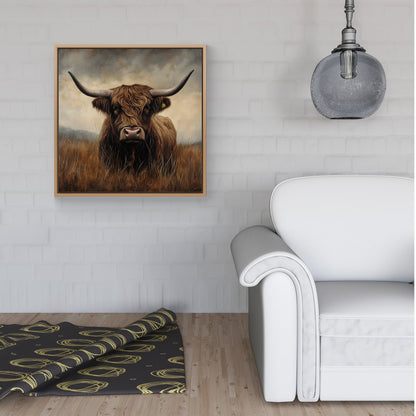 Bronze Effect Highland Cow Framed Canvas