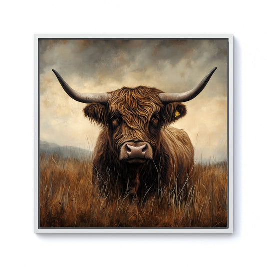 Bronze Effect Highland Cow Framed Canvas