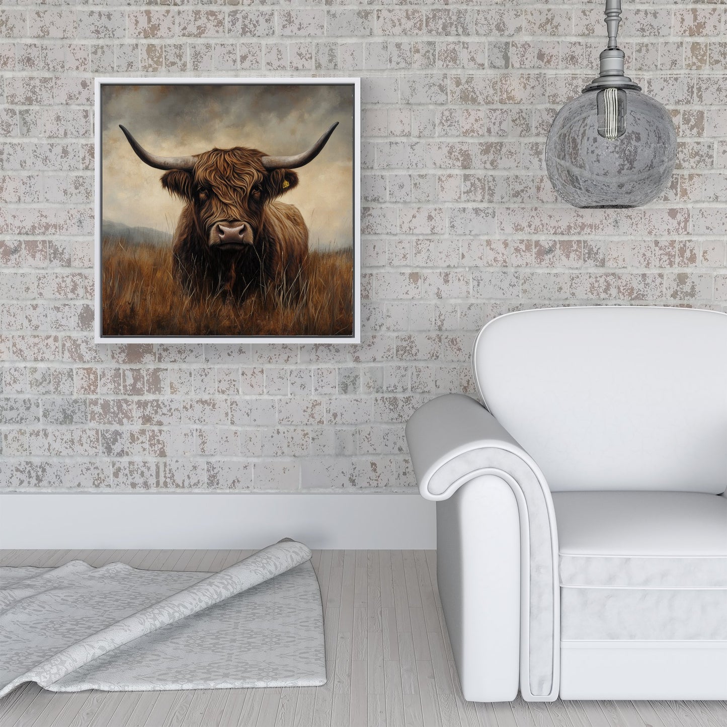 Bronze Effect Highland Cow Framed Canvas