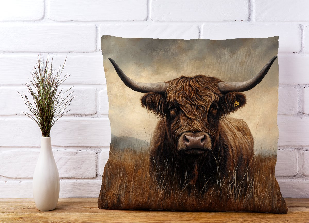 Bronze Effect Highland Cow Cushions