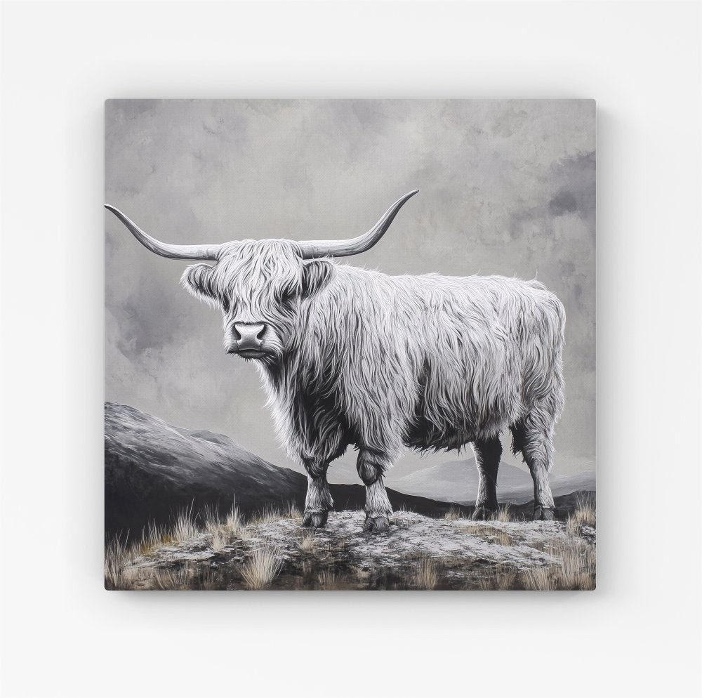 Ice Silver Highland Cow Canvas