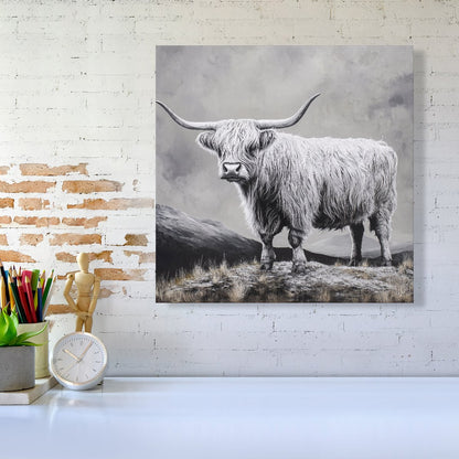 Ice Silver Highland Cow Canvas
