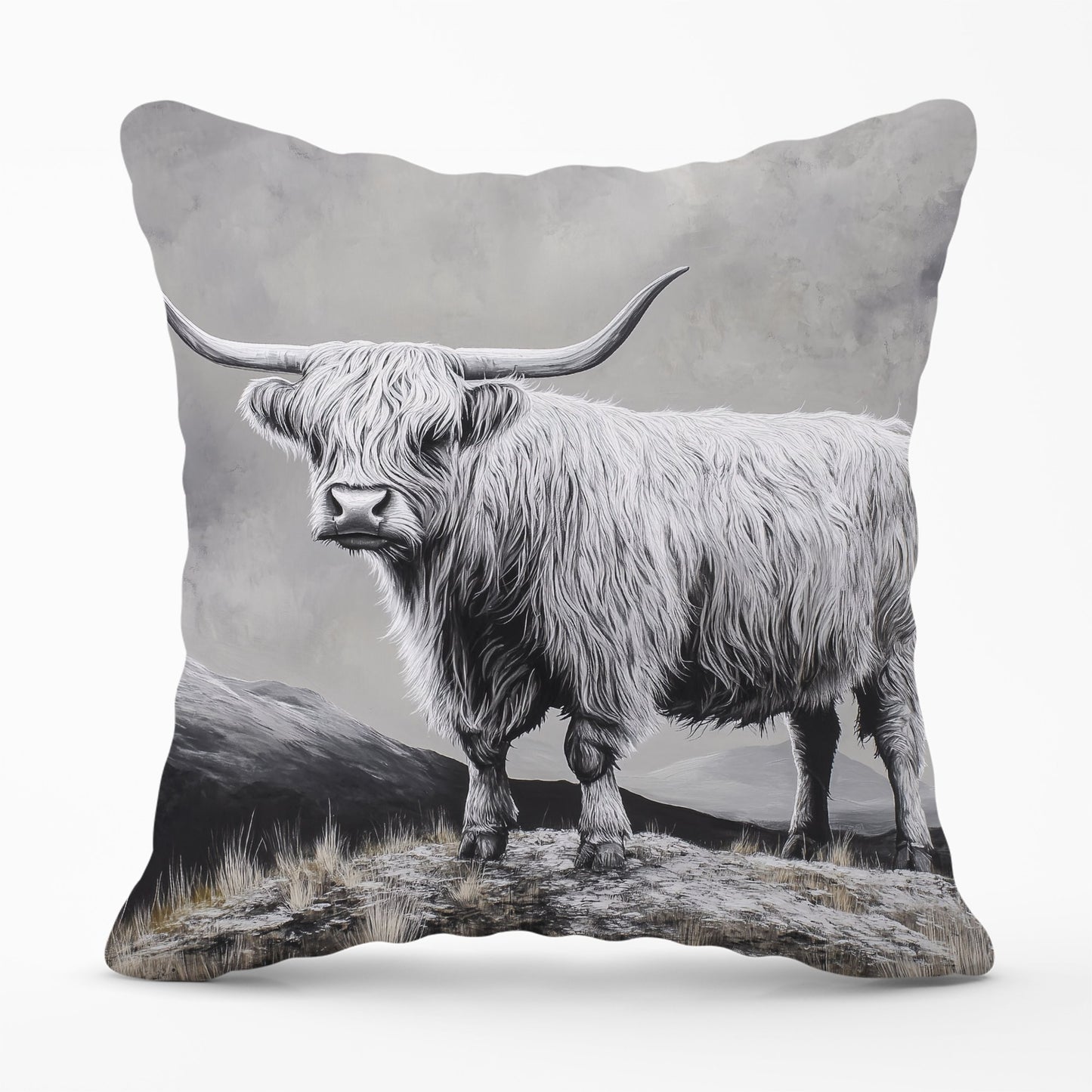 Ice Silver Highland Cow Cushions