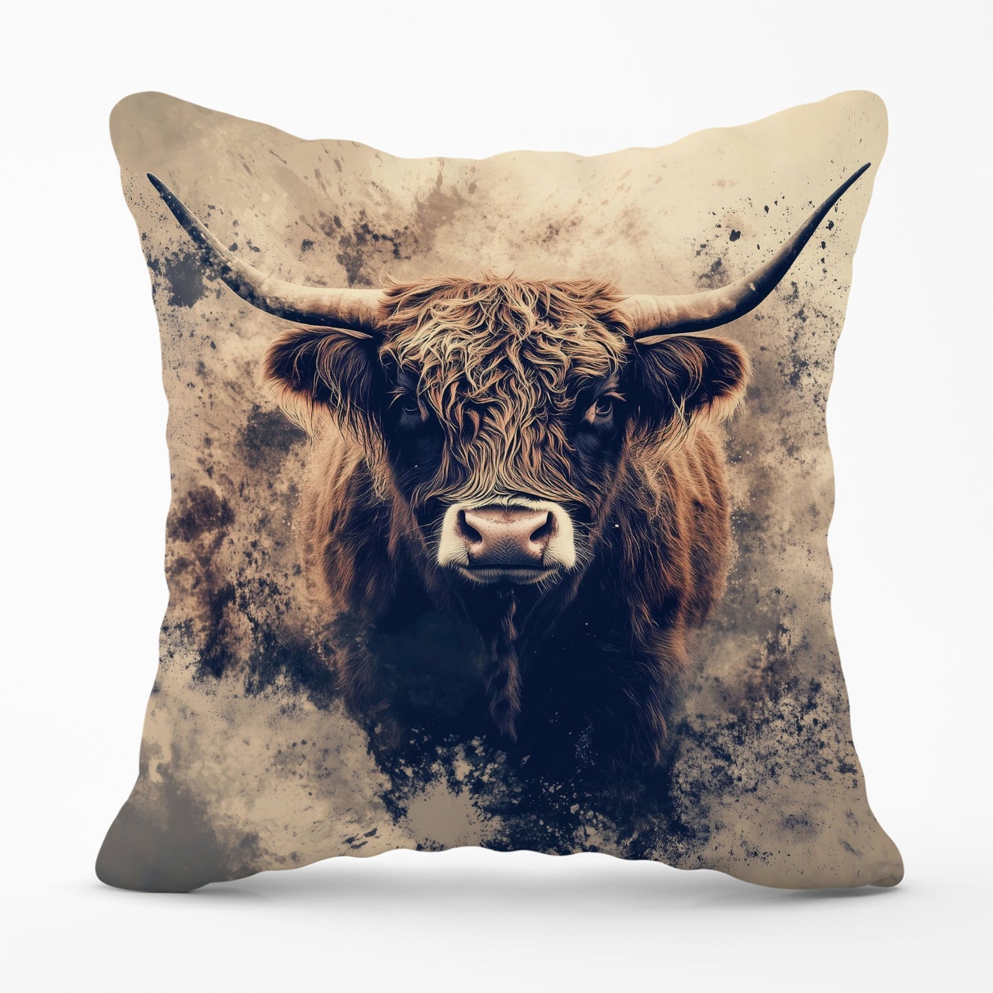 Moody Splashart Highland Cow Cushions