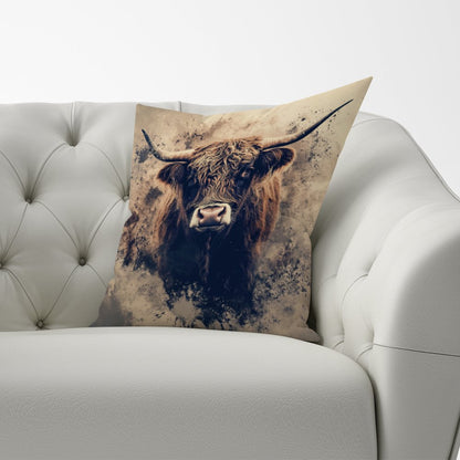 Moody Splashart Highland Cow Cushions