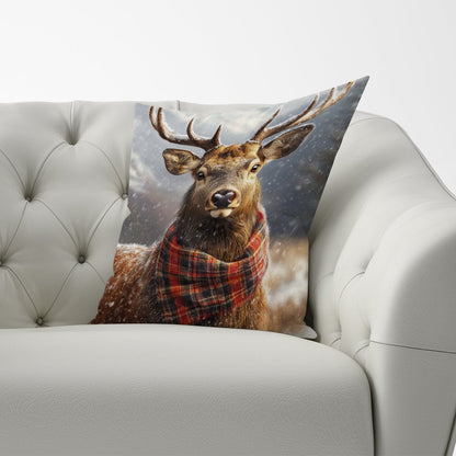 Scottish Red Deer In A Tartan Scarf Cushions