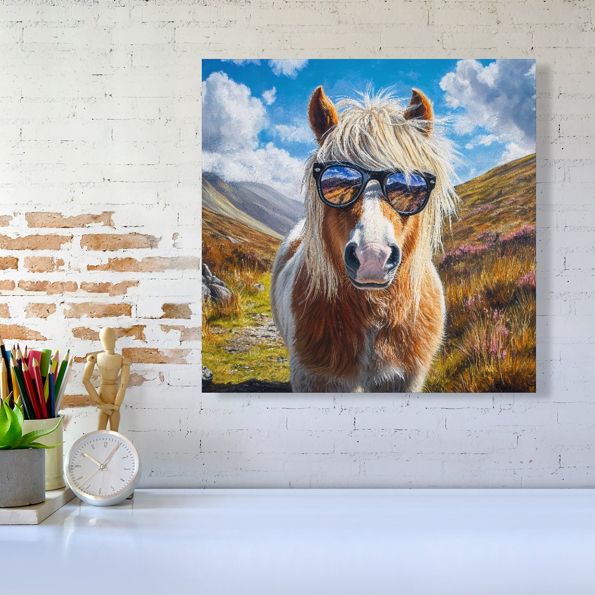 Shetland Pony Wearing Glasses Canvas