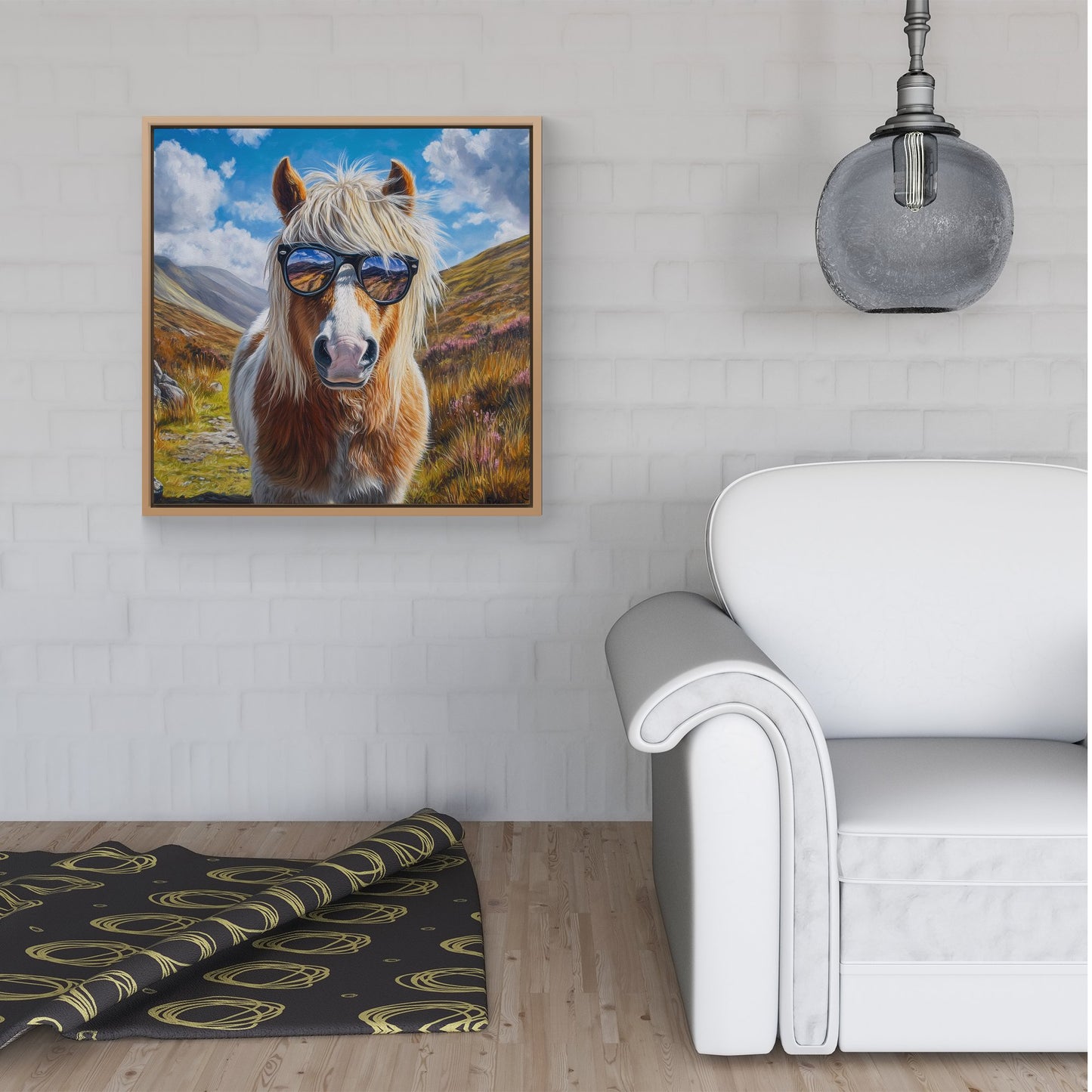 Shetland Pony Wearing Glasses Framed Canvas