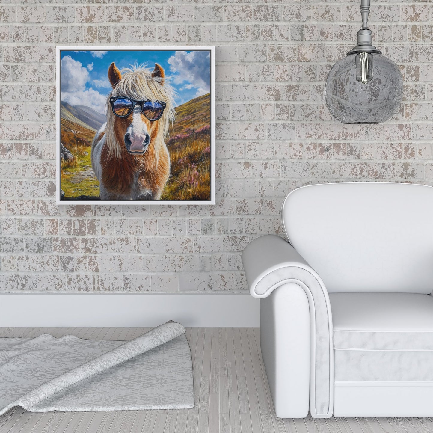 Shetland Pony Wearing Glasses Framed Canvas