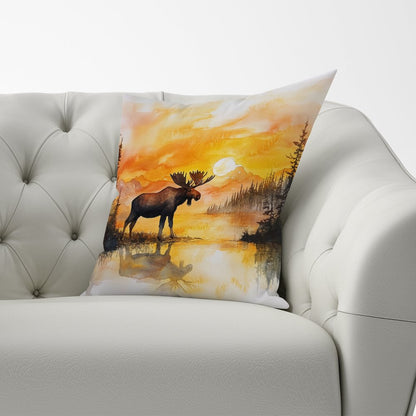 Watercolour Moose At Sunset Cushions