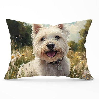 Happy Westie In A Summer Meadow Cushions