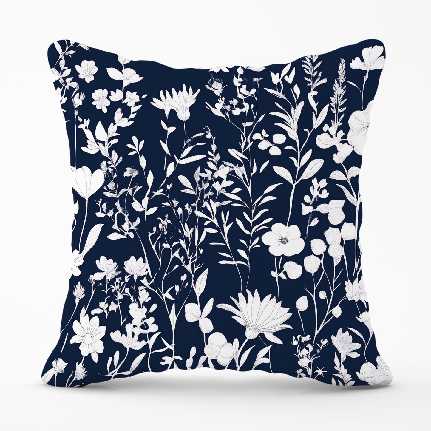 Blue And White Floral Silhouette Cushions